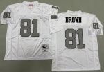 Oakland Raiders #81 Tim Brown White Sliver 1994 Throwback Jersey