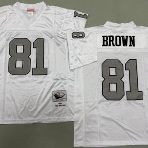 Oakland Raiders #81 Tim Brown White Sliver 1994 Throwback Jersey