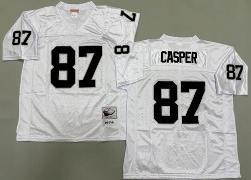 Oakland Raiders #87 Dave Casper White 1974 Throwback Jersey