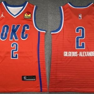 Oklahoma City Thunder #2 Shai Gilgeous Alexander Orange Statement Icon Sponsor Swingman Jersey