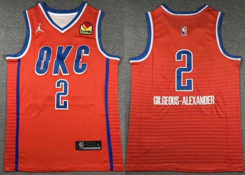 Oklahoma City Thunder #2 Shai Gilgeous Alexander Orange Statement Icon Sponsor Swingman Jersey