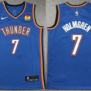 Oklahoma City Thunder #7 Chet Holmgren Blue Icon Sponsor Swingman Jersey