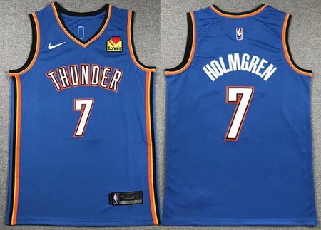 Oklahoma City Thunder #7 Chet Holmgren Blue Icon Sponsor Swingman Jersey