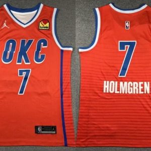 Oklahoma City Thunder #7 Chet Holmgren Orange Statement Icon Sponsor Swingman Jersey