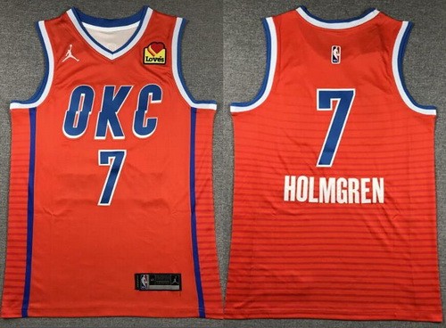 Oklahoma City Thunder #7 Chet Holmgren Orange Statement Icon Sponsor Swingman Jersey