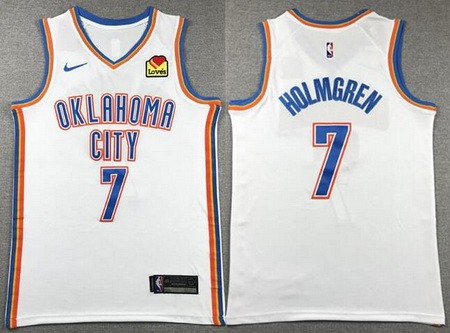 Oklahoma City Thunder #7 Chet Holmgren White Icon Sponsor Swingman Jersey
