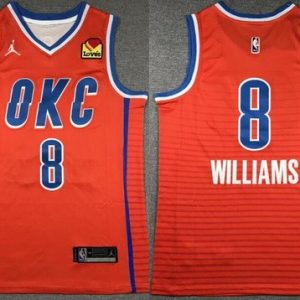 Oklahoma City Thunder #8 Jalen Williams Orange Statement Icon Sponsor Swingman Jersey