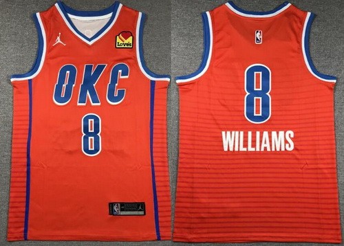 Oklahoma City Thunder #8 Jalen Williams Orange Statement Icon Sponsor Swingman Jersey
