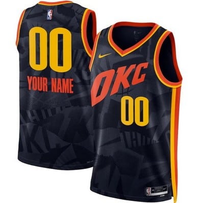 Oklahoma City Thunder Custom Black 2023 City Icon Heat Press Jersey