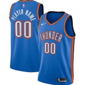 Oklahoma City Thunder Custom Blue Icon Hot Press Jersey