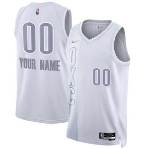 Oklahoma City Thunder Custom White City Diamond 75th Icon Hot Press Jersey