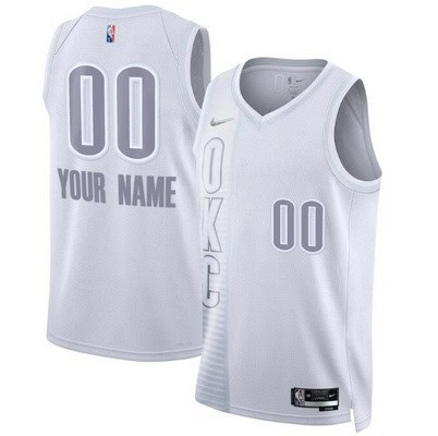 Oklahoma City Thunder Custom White City Diamond 75th Icon Hot Press Jersey