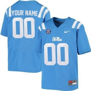 Ole Miss Rebels Customized Light Blue College Football Jersey