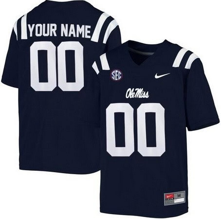 Ole Miss Rebels Customized Navy College Football Jersey
