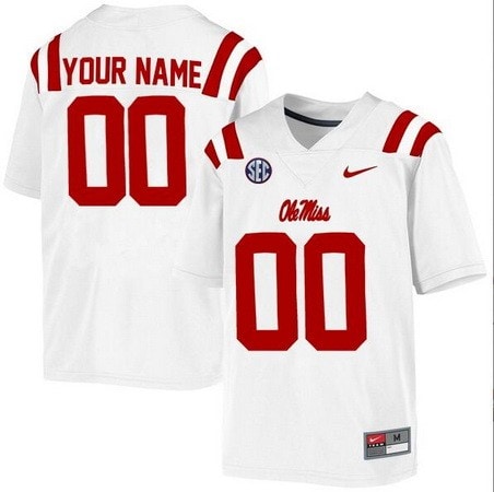 Ole Miss Rebels Customized White College Football Jersey
