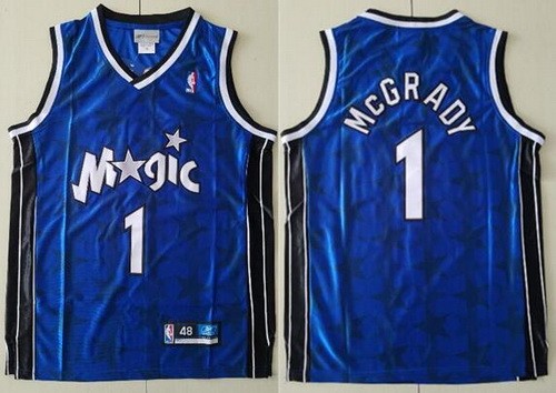 Orlando Magic #1 Tracy McGrady Blue Star Reebok Throwback Swingman Jersey