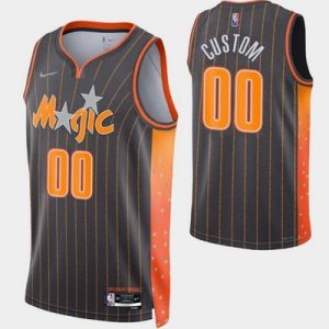 Orlando Magic Custom Anthracite City Diamond 75th Icon Hot Press Jersey