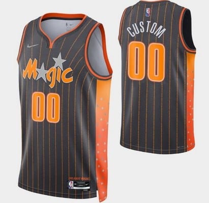 Orlando Magic Custom Anthracite City Diamond 75th Icon Hot Press Jersey