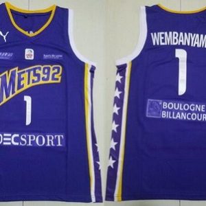 Paris Mets 92 #1 Victor Wembanyama Purple Swingman Basketball Jersey