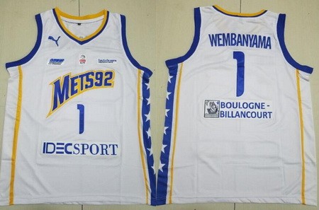Paris Mets 92 #1 Victor Wembanyama White Swingman Basketball Jersey