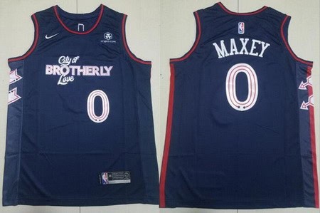 Philadelphia 76ers #0 Tyrese Maxey Navy 2023 City Icon Sponsor Swingman Jersey