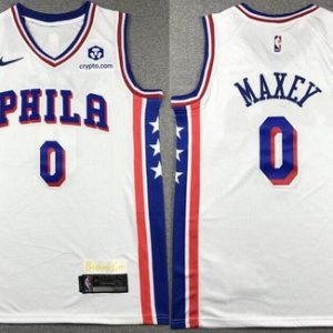 Philadelphia 76ers #0 Tyrese Maxey White Icon Sponsor Swingman Jersey