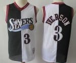 Philadelphia 76ers #3 Allen Iverson Black White Split 1996 Throwback Swingman Jersey