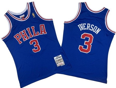 Philadelphia 76ers #3 Allen Iverson Blue 1996 Throwback Swingman Jersey