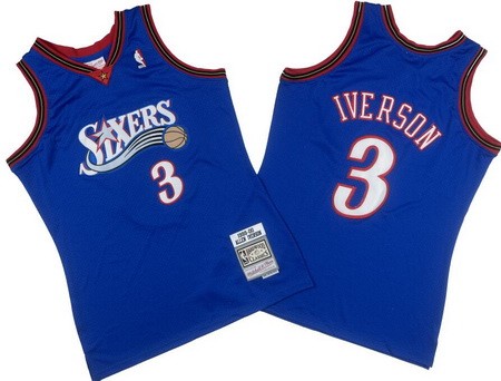 Philadelphia 76ers #3 Allen Iverson Blue 1999 Throwback Swingman Jersey