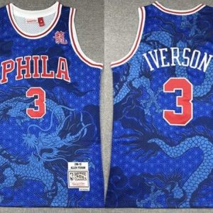Philadelphia 76ers #3 Allen Iverson Blue Dragon Swingman Jersey