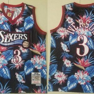 Philadelphia 76ers #3 Allen Iverson Floral Fashion 1997 Throwback Swingman Jersey