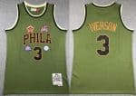 Philadelphia 76ers #3 Allen Iverson Olive Military Flight 1996 Throwback Swingman Jersey