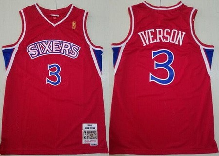 Philadelphia 76ers #3 Allen Iverson Red 1996 Throwback Swingman Jersey