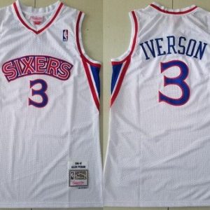 Philadelphia 76ers #3 Allen Iverson White 1996 Throwback Swingman Jersey