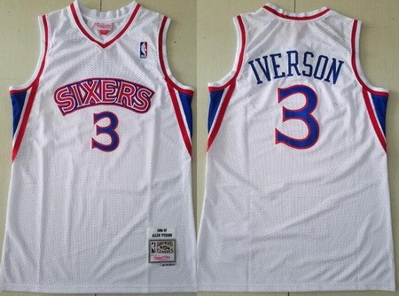 Philadelphia 76ers #3 Allen Iverson White 1996 Throwback Swingman Jersey
