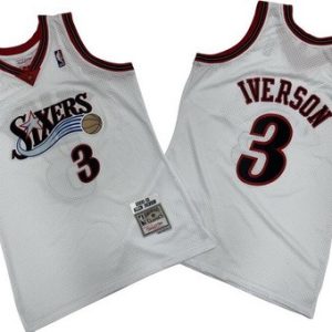 Philadelphia 76ers #3 Allen Iverson White 2000 Throwback Swingman Jersey