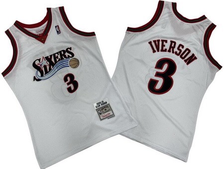 Philadelphia 76ers #3 Allen Iverson White 2000 Throwback Swingman Jersey