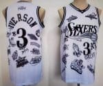 Philadelphia 76ers #3 Allen Iverson White Team Logos Swingman Jersey