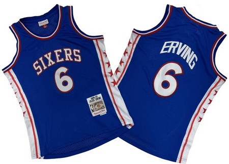 Philadelphia 76ers #6 Julius Erving Blue 1976 Throwback Swingman Jersey