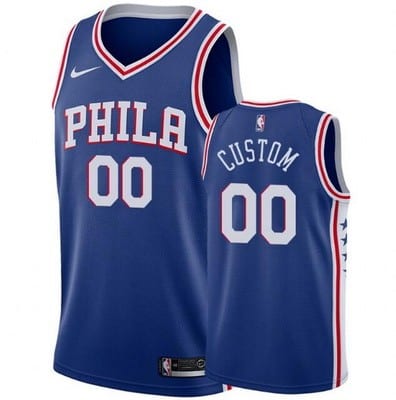 Philadelphia 76ers Custom Blue Icon Hot Press Jersey
