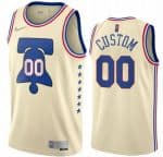Philadelphia 76ers Custom Cream 2021 Earned Icon Hot Press Jersey