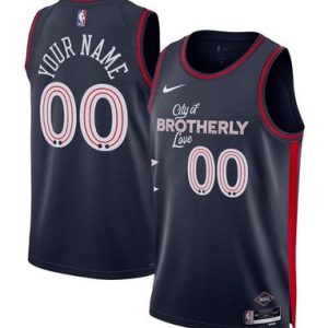 Philadelphia 76ers Custom Navy 2023 City Icon Heat Press Jersey