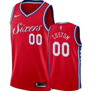Philadelphia 76ers Custom Red Icon Hot Press Jersey
