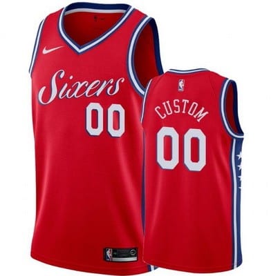Philadelphia 76ers Custom Red Icon Hot Press Jersey