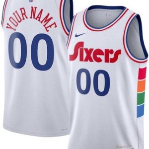 Philadelphia 76ers Custom White 2024 City Heat Press Jersey