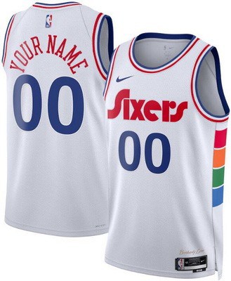 Philadelphia 76ers Custom White 2024 City Heat Press Jersey