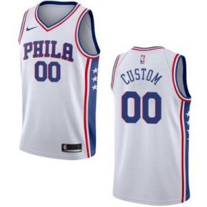 Philadelphia 76ers Custom White Icon Hot Press Jersey