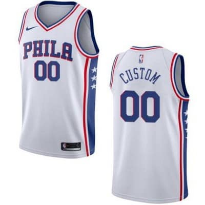 Philadelphia 76ers Custom White Icon Hot Press Jersey