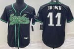 Philadelphia Eagles #11 AJ Brown Black Baseball Jersey