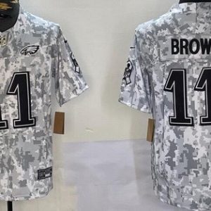 Philadelphia Eagles #11 AJ Brown Limited Arctic Camo 2024 Salute to Service Jersey